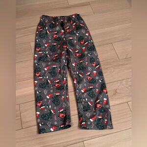 Festive Kids Dino Pajama Pants - Gray with Red and Green Accents size 16/18